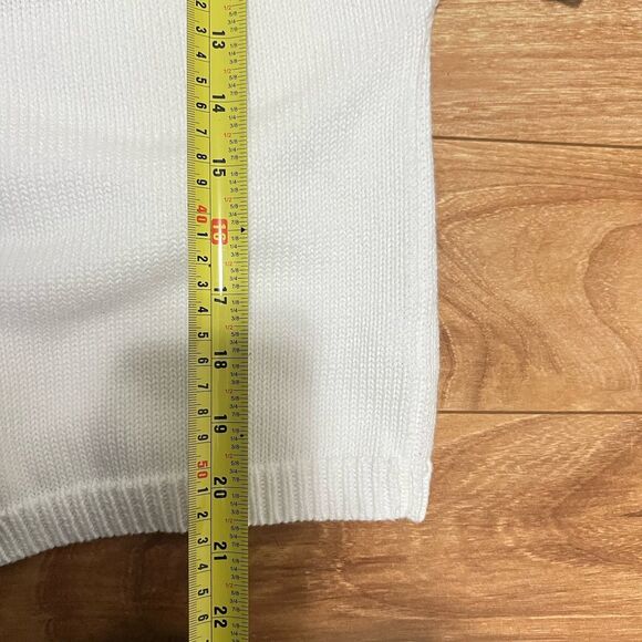 Talbots Cardigan Size L White Open Knit Sweater Short Dolman Sleeve Preppy Top - Picture 6 of 6